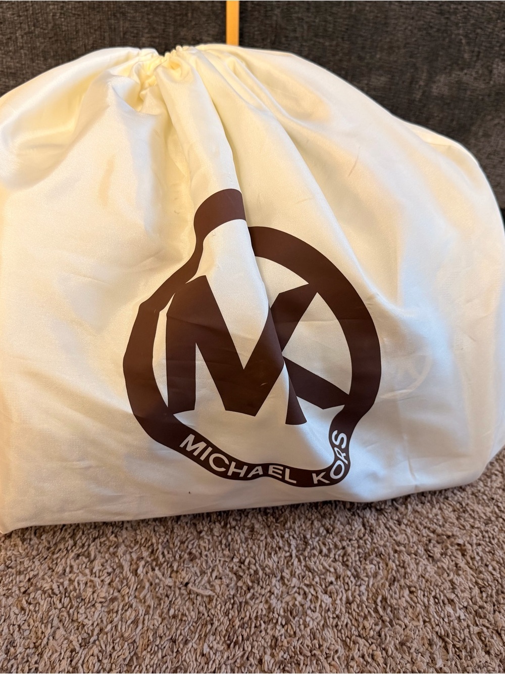 Michael Kors Cream Logo Satchel with Tan Leather Trim and Gold Hardware - Picture 11 of 11